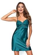 Romantic chemise, satin, lace overlay, thin shoulder straps, flowers